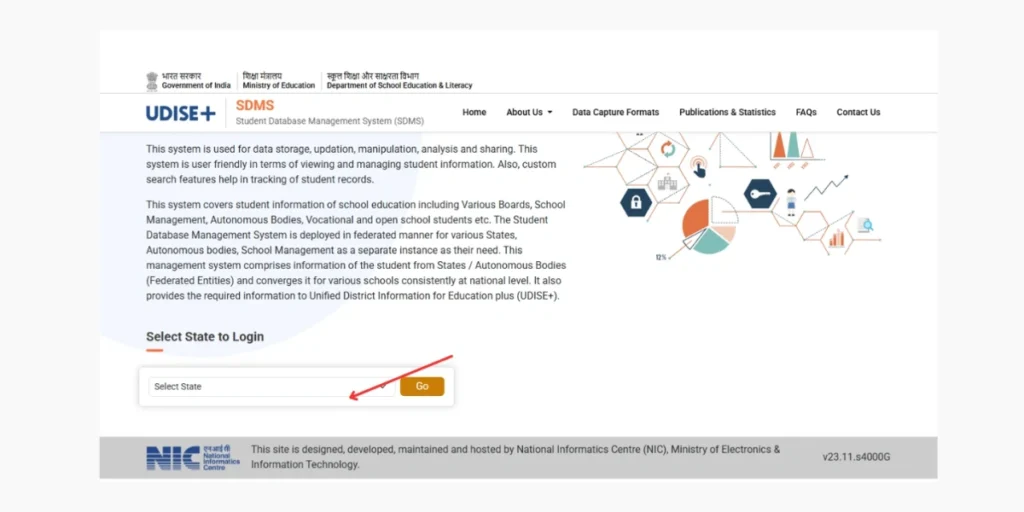 udise plus student login select state